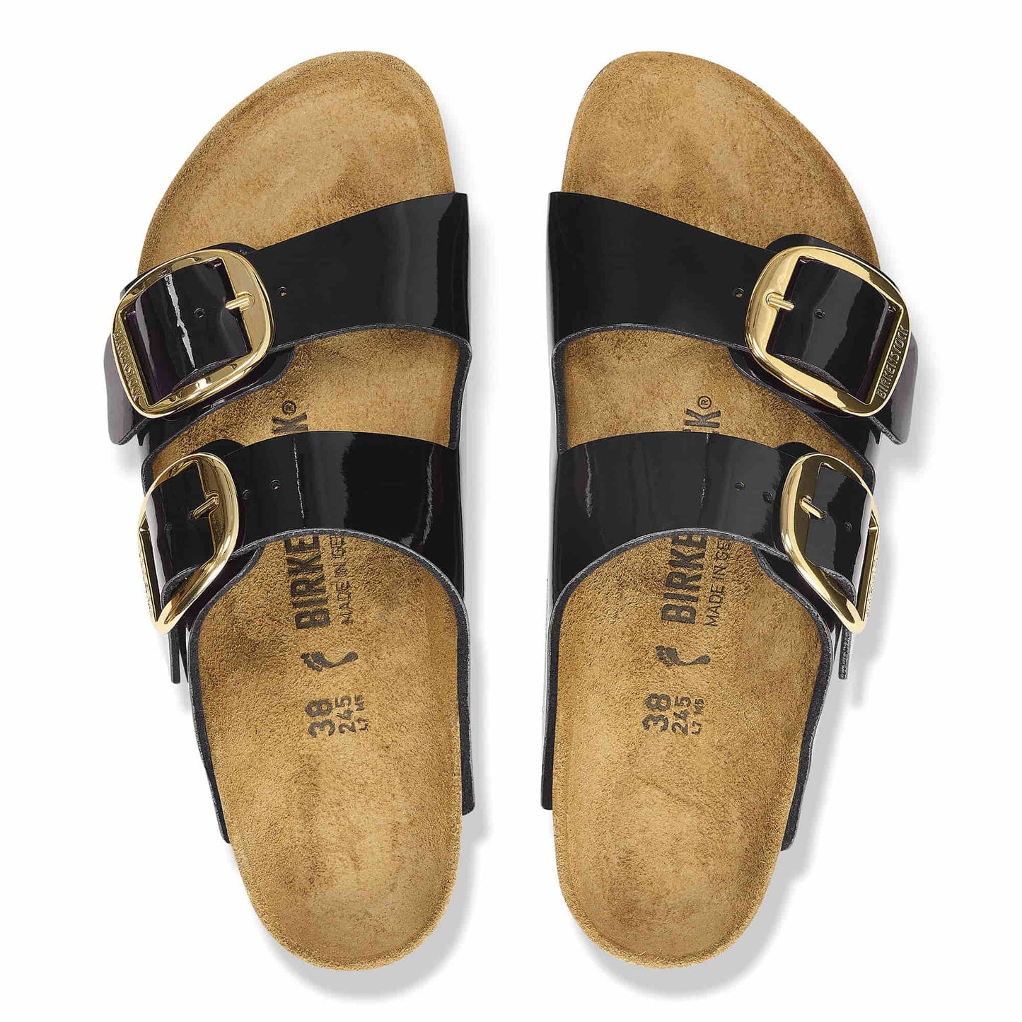 BIRKENSTOCK Arizona Big Buckle Birko-Flor Patent - Black/Patent Black/Gold