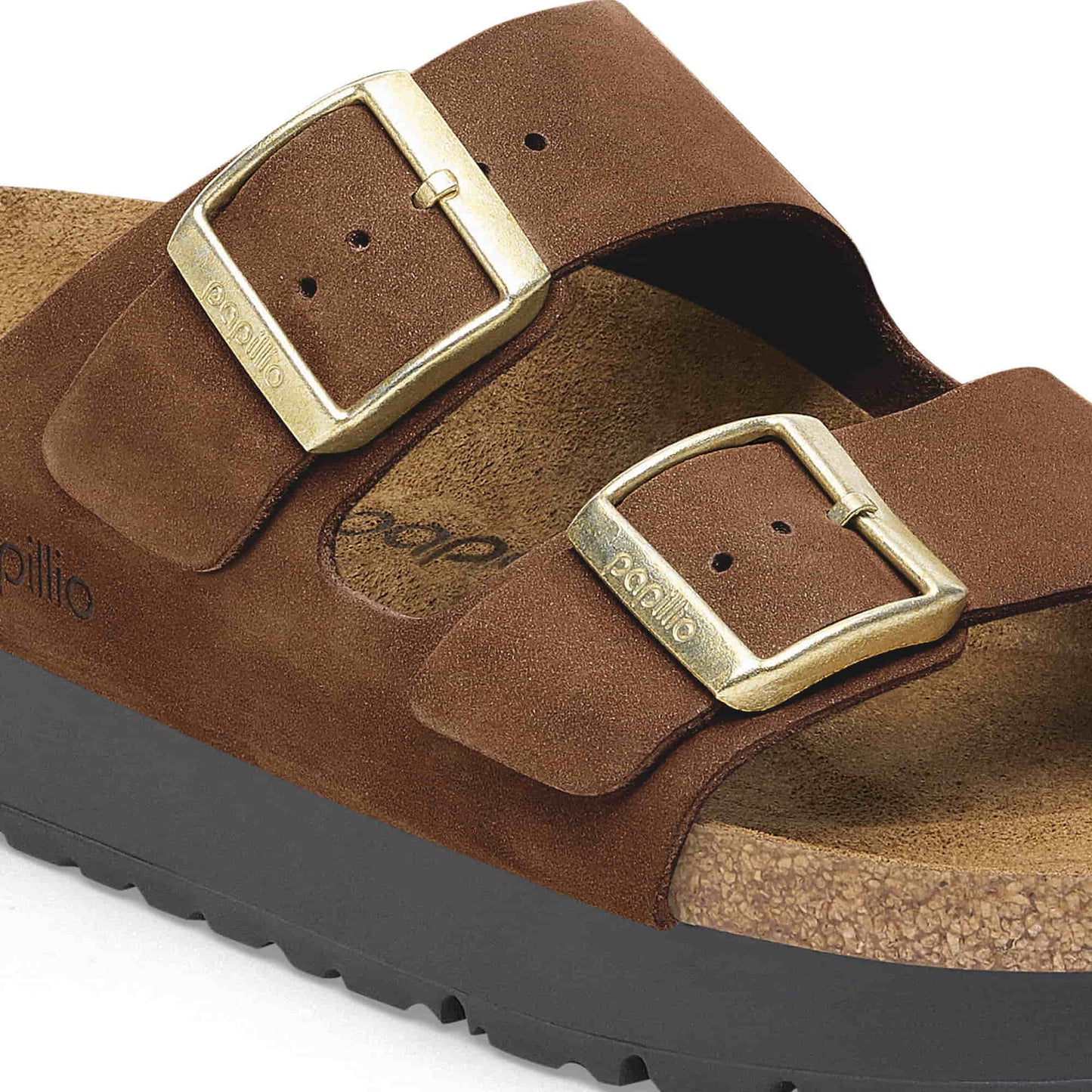 BIRKENSTOCK Arizona Flex Platform Nubuk Leather - Brown/Dark Tea