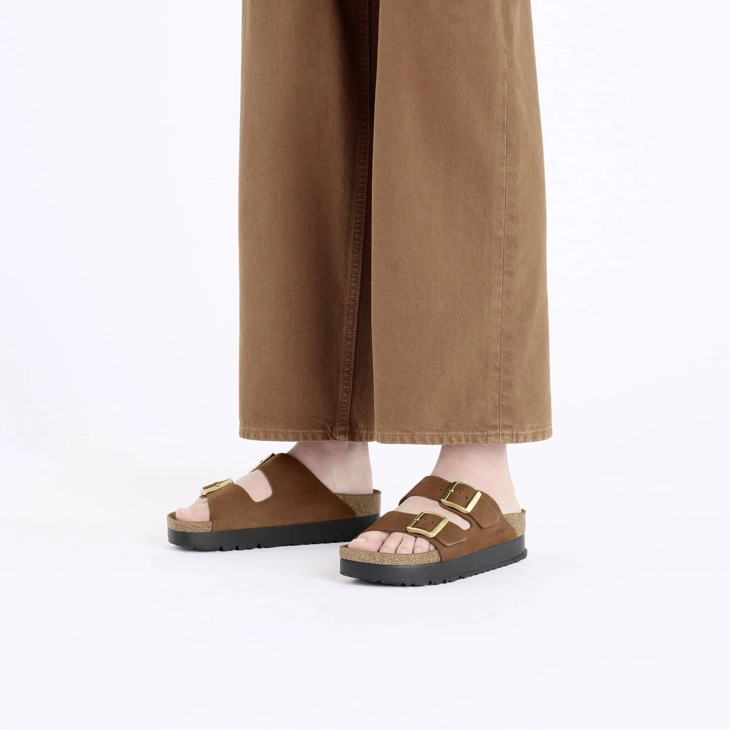 BIRKENSTOCK Arizona Flex Platform Nubuk Leather - Brown/Dark Tea