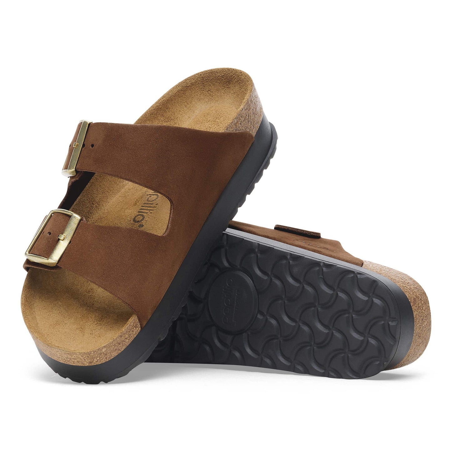 BIRKENSTOCK Arizona Flex Platform Nubuk Leather - Brown/Dark Tea