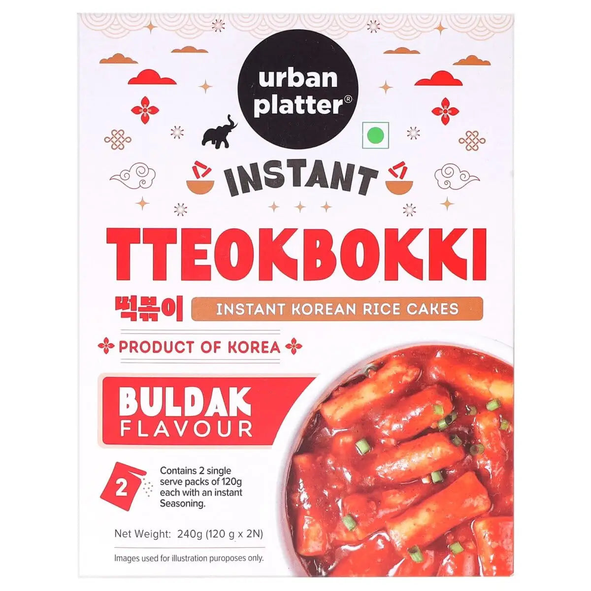 Urban Platter Instant Tteokbokki Buldak Flavour Rice Cakes 240 g