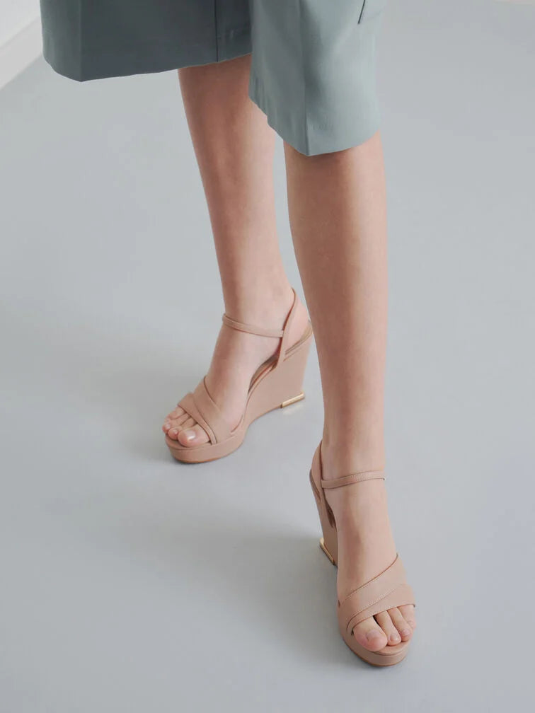 Charles & Keith Asymmetric Strap Platform Wedges