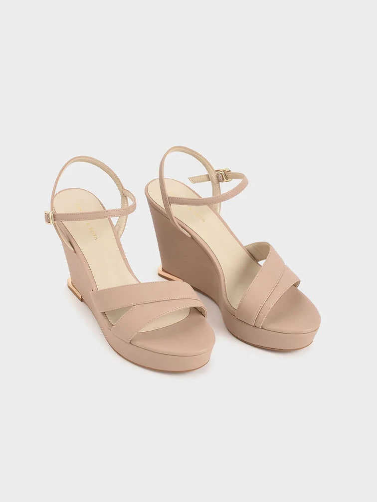 Charles & Keith Asymmetric Strap Platform Wedges