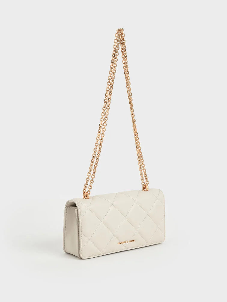 Charles & Keith Paffuto Chain Handle Quilted Long Wallet