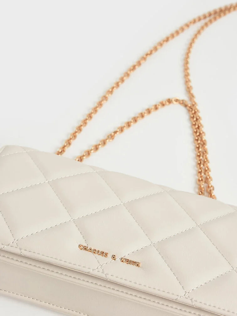 Charles & Keith Paffuto Chain Handle Quilted Long Wallet