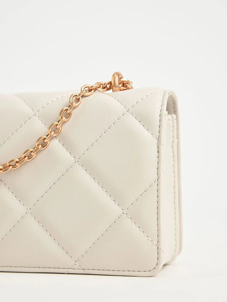 Charles & Keith Paffuto Chain Handle Quilted Long Wallet