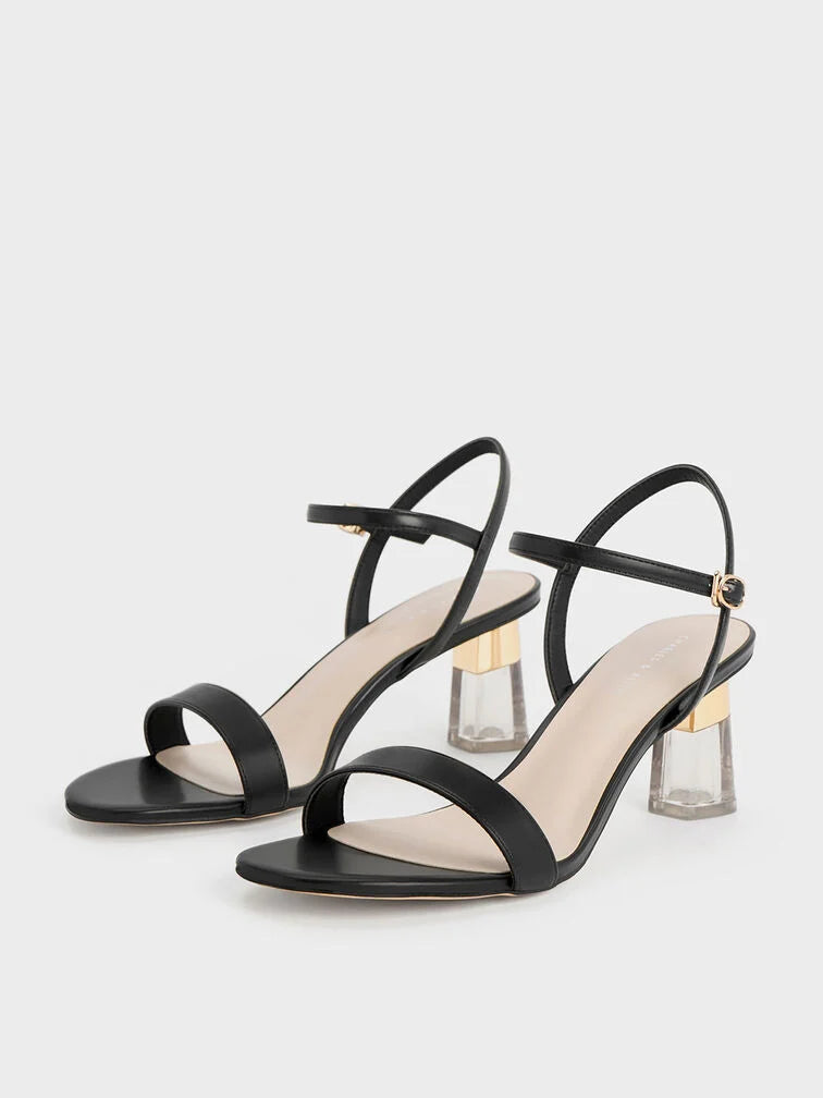Charles & Keith Oleana Clear Trapeze Heel Sandals