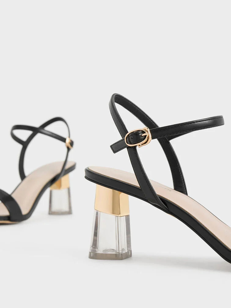 Charles & Keith Oleana Clear Trapeze Heel Sandals