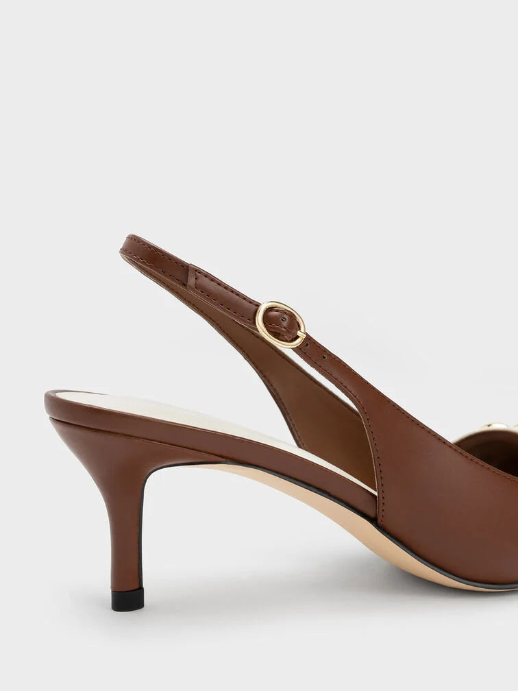 Charles & Keith Avani Chunky Chain-Embellished Slingback Pumps