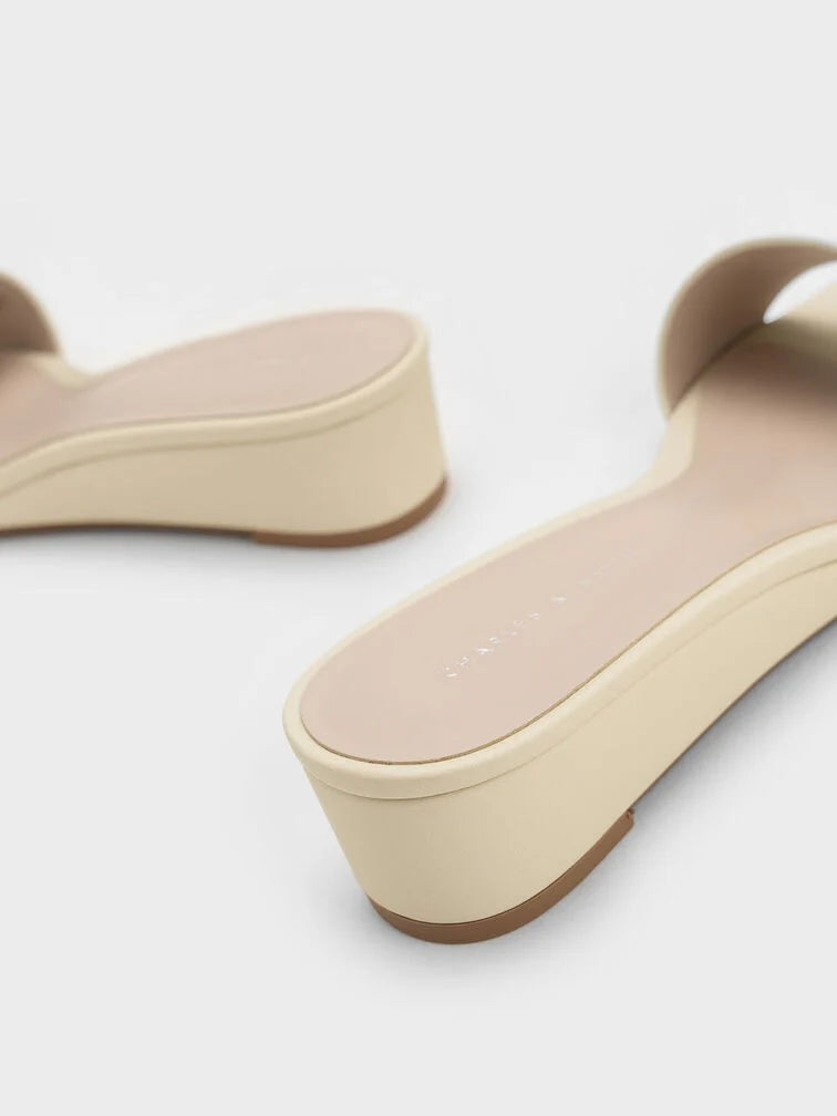 Charles & Keith Metallic Accent Square-Toe Wedges