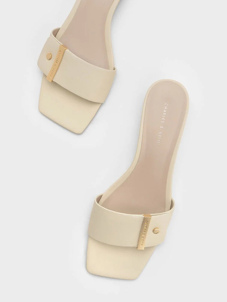 Charles & Keith Metallic Accent Square-Toe Wedges