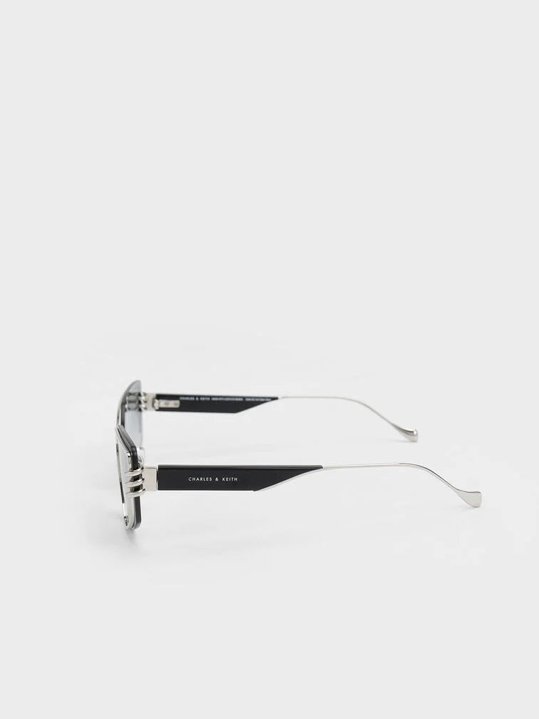 Charles & Keith Metallic-Rimmed Geometric Sunglasses