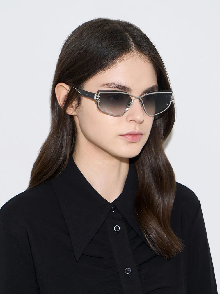 Charles & Keith Metallic-Rimmed Geometric Sunglasses