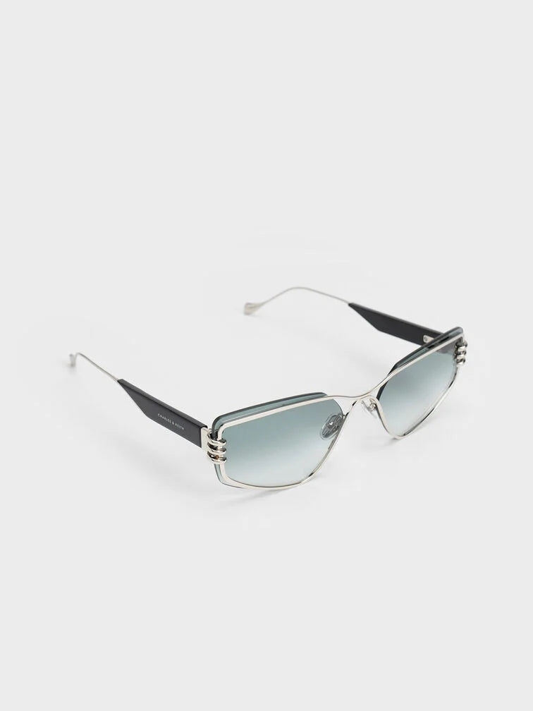 Charles & Keith Metallic-Rimmed Geometric Sunglasses