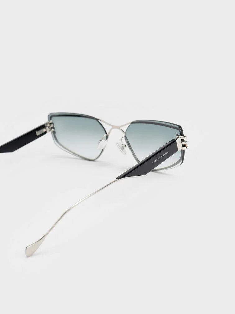 Charles & Keith Metallic-Rimmed Geometric Sunglasses