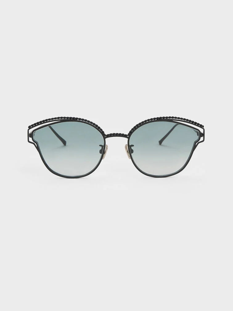 Charles & Keith Braided Wire-Frame Cateye Sunglasses