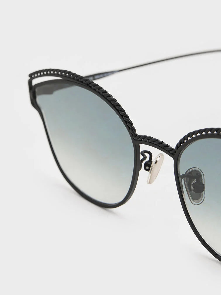 Charles & Keith Braided Wire-Frame Cateye Sunglasses