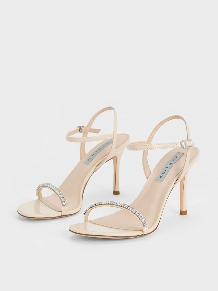 Charles & Keith Ambrosia Patent Gem-Embellished Ankle-Strap Pump