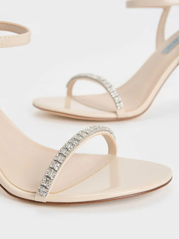 Charles & Keith Ambrosia Patent Gem-Embellished Ankle-Strap Pump