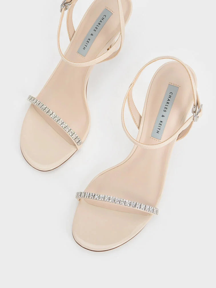 Charles & Keith Ambrosia Patent Gem-Embellished Ankle-Strap Pump