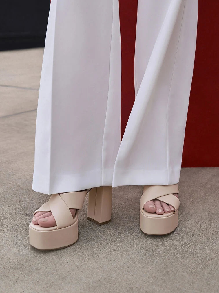 Charles & Keith Crossover Strap Platform Mules
