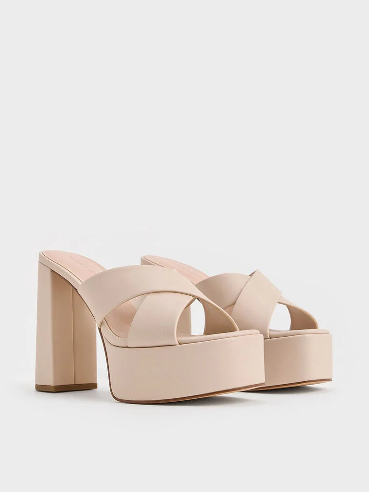 Charles & Keith Crossover Strap Platform Mules