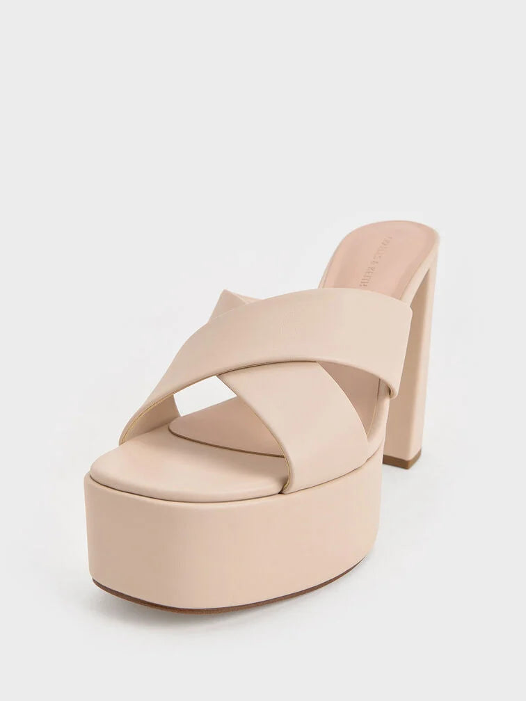 Charles & Keith Crossover Strap Platform Mules