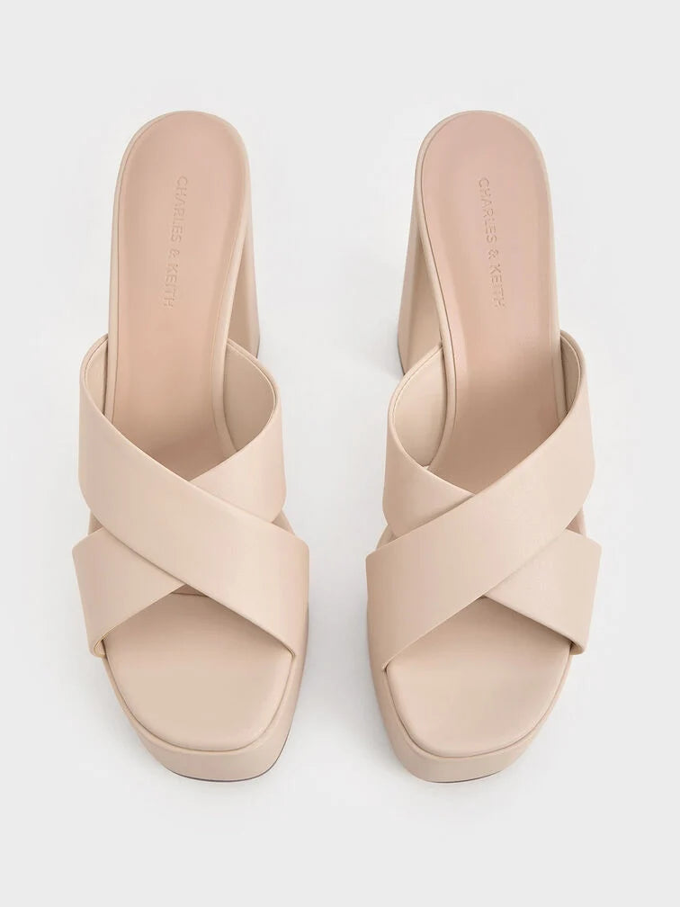 Charles & Keith Crossover Strap Platform Mules