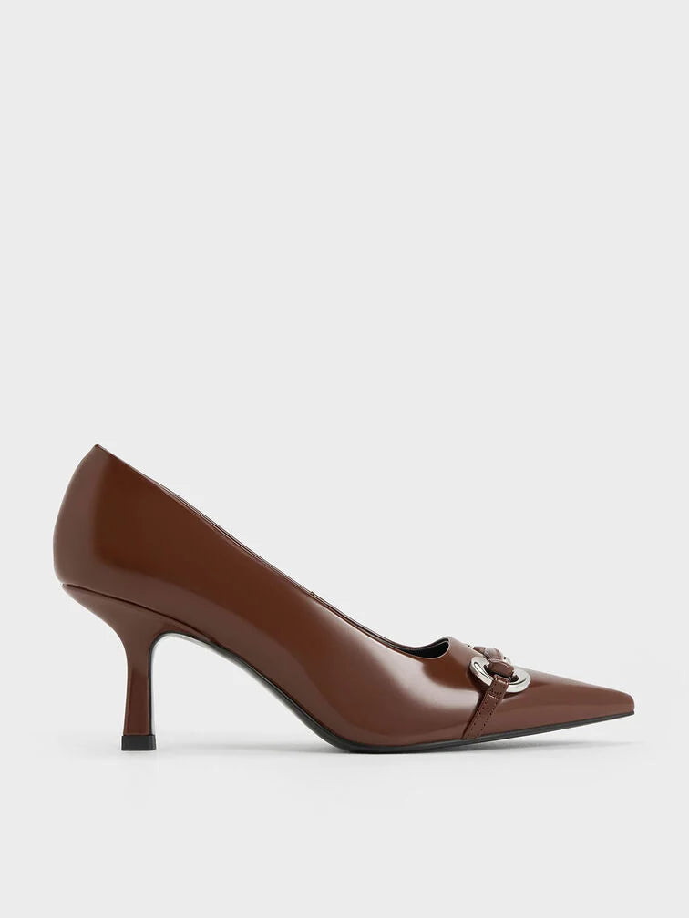Charles & Keith Metallic Accent Kitten-Heel Pointed