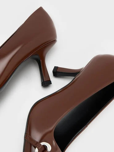 Charles & Keith Metallic Accent Kitten-Heel Pointed