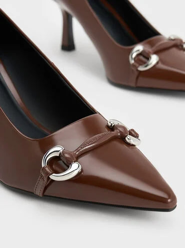 Charles & Keith Metallic Accent Kitten-Heel Pointed
