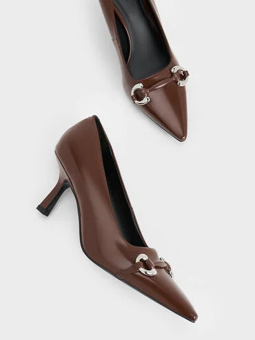 Charles & Keith Metallic Accent Kitten-Heel Pointed