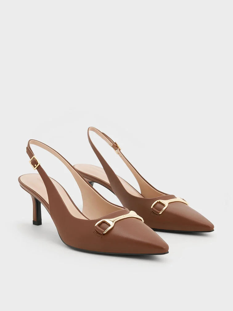 Charles & Keith Leslie Metallic-Accent Slingback Pumps