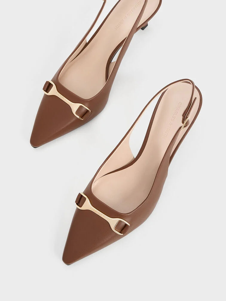 Charles & Keith Leslie Metallic-Accent Slingback Pumps