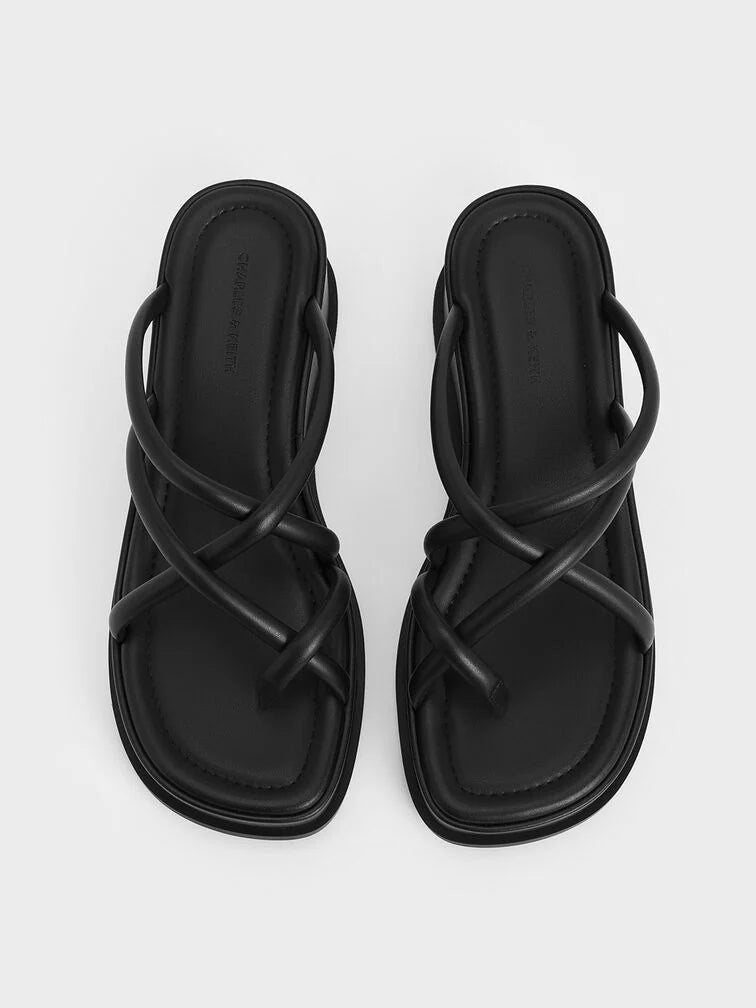 Charles & Keith Strappy Tubular Wedge Sandals