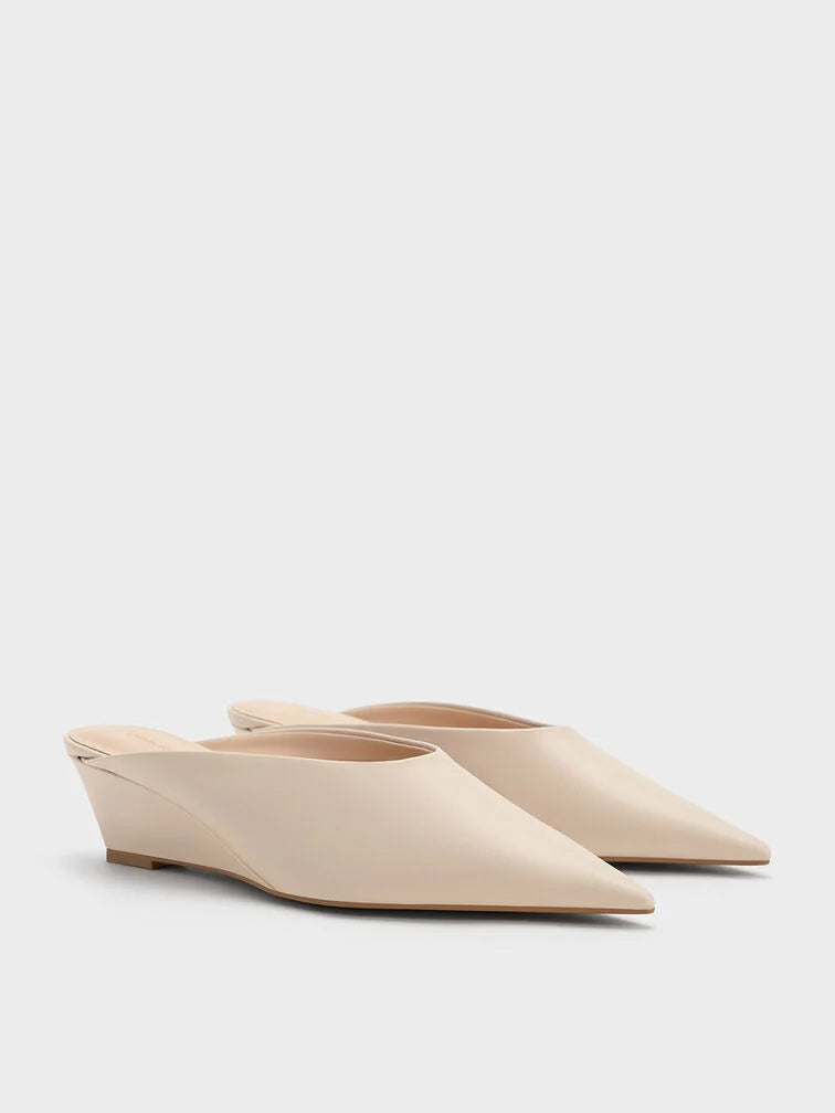 Charles & Keith Pointed-Toe Wedge Mules