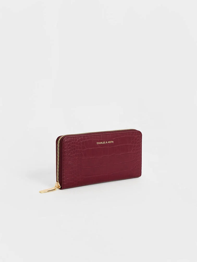 Charles & Keith Croc-Effect Zip-Around Long Wallet