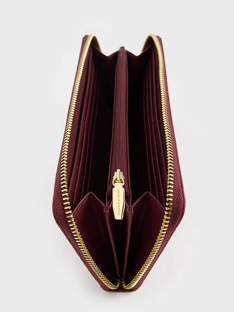 Charles & Keith Croc-Effect Zip-Around Long Wallet