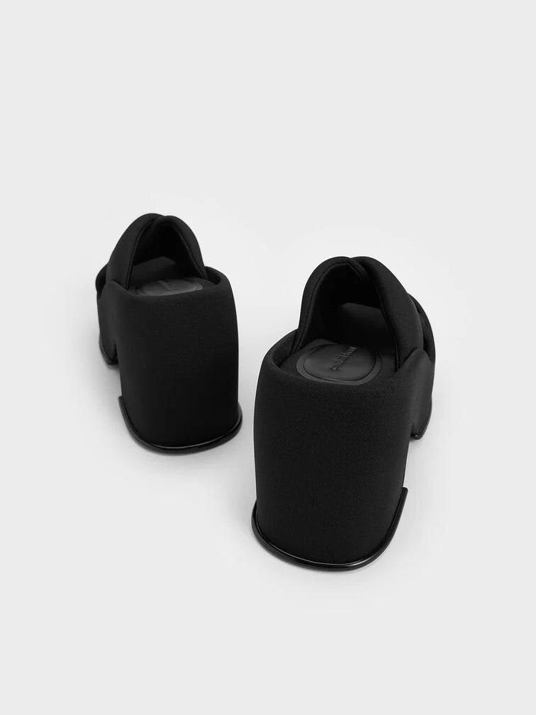 Charles & Keith Toni Puffy-Strap Crossover Platform Mules