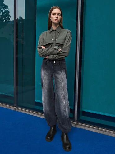 Charles & Keith Side-Buckle Ridged-Sole Chelsea Boots