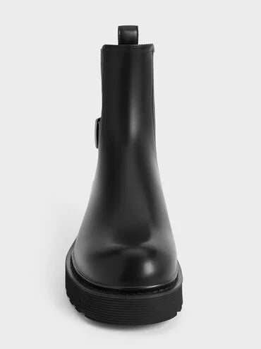 Charles & Keith Side-Buckle Ridged-Sole Chelsea Boots