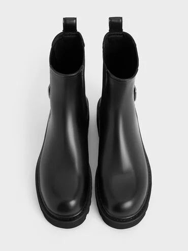 Charles & Keith Side-Buckle Ridged-Sole Chelsea Boots