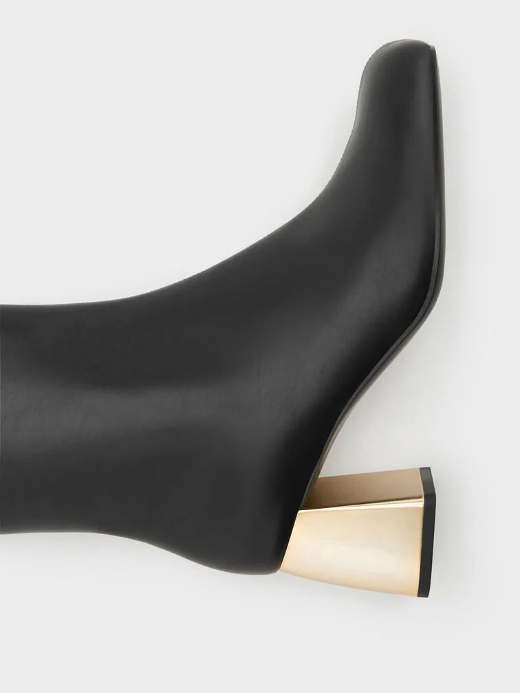 Charles & Keith Metallic Block-Heel Ankle Boots