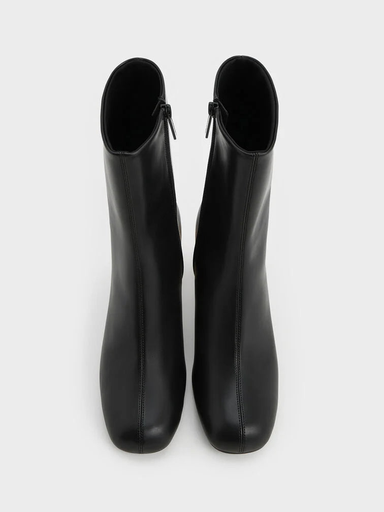 Charles & Keith Metallic Block-Heel Ankle Boots