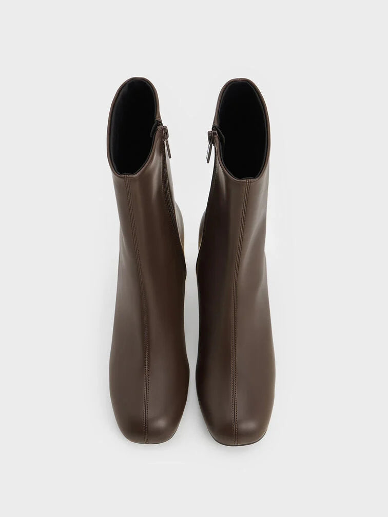 Charles & Keith Metallic Block-Heel Ankle Boots