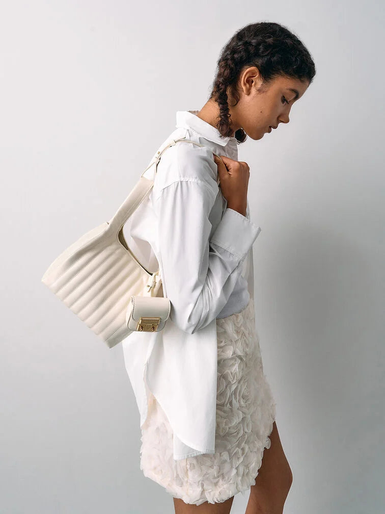 Charles & Keith Donna Crinkle-Effect Tote Bag