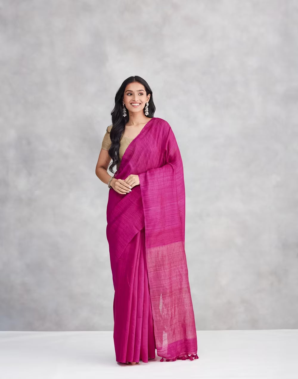 Pink Silk Hand Woven Sari