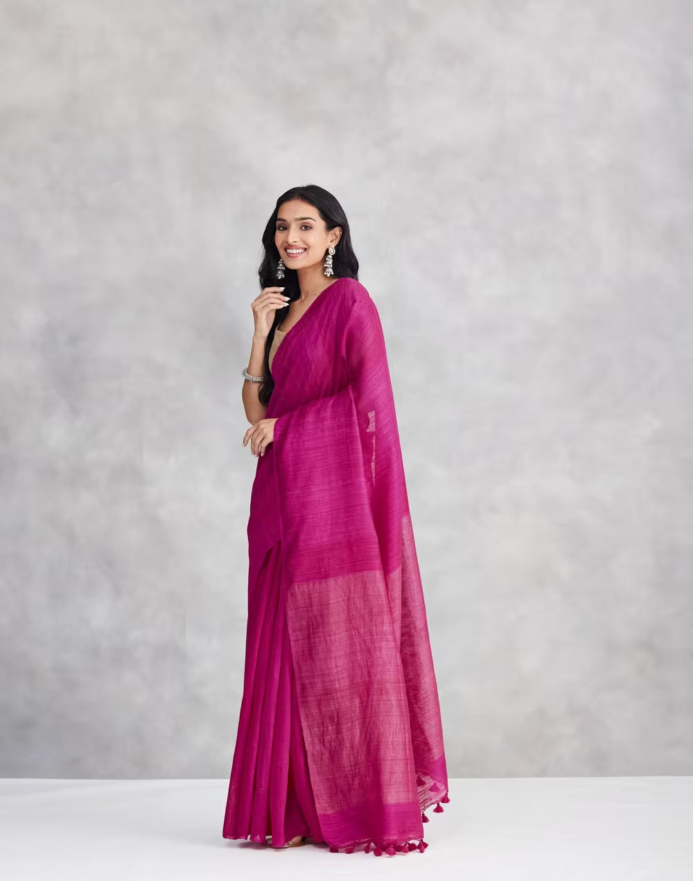 Pink Silk Hand Woven Sari