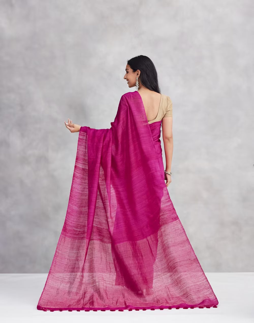 Pink Silk Hand Woven Sari