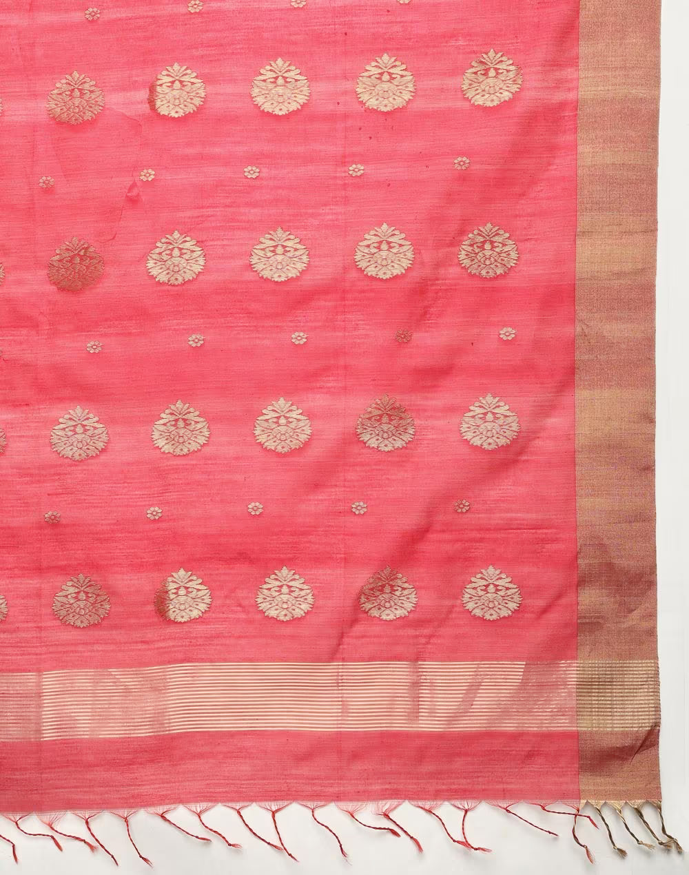 Red Cotton Silk Blend Chanderi Sari